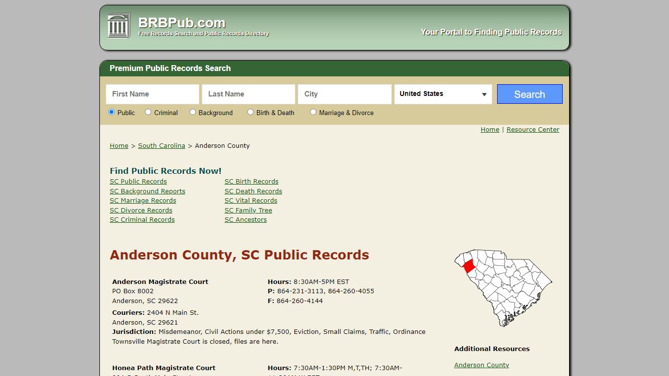 Anderson County Public Records | Search South Carolina Government Databases